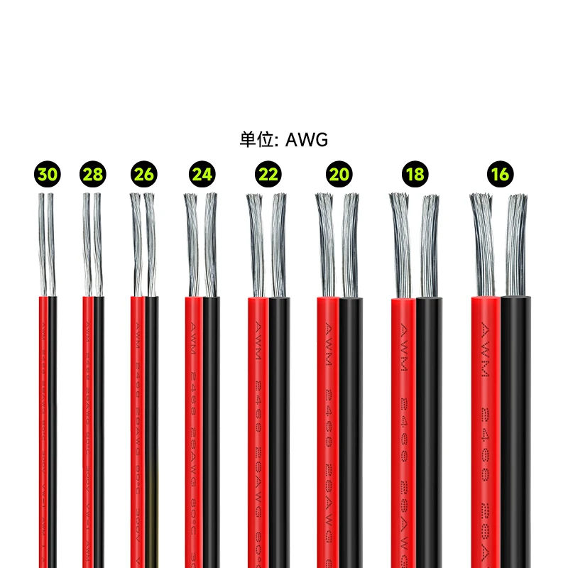Przewód elektryczny 2-pinowy czerwono-czarny 16-30AWG, kabel do taśmy LED, 2-żyłowy, miedź cynowana, przedłużacz zasilający do oświetlenia i audio.