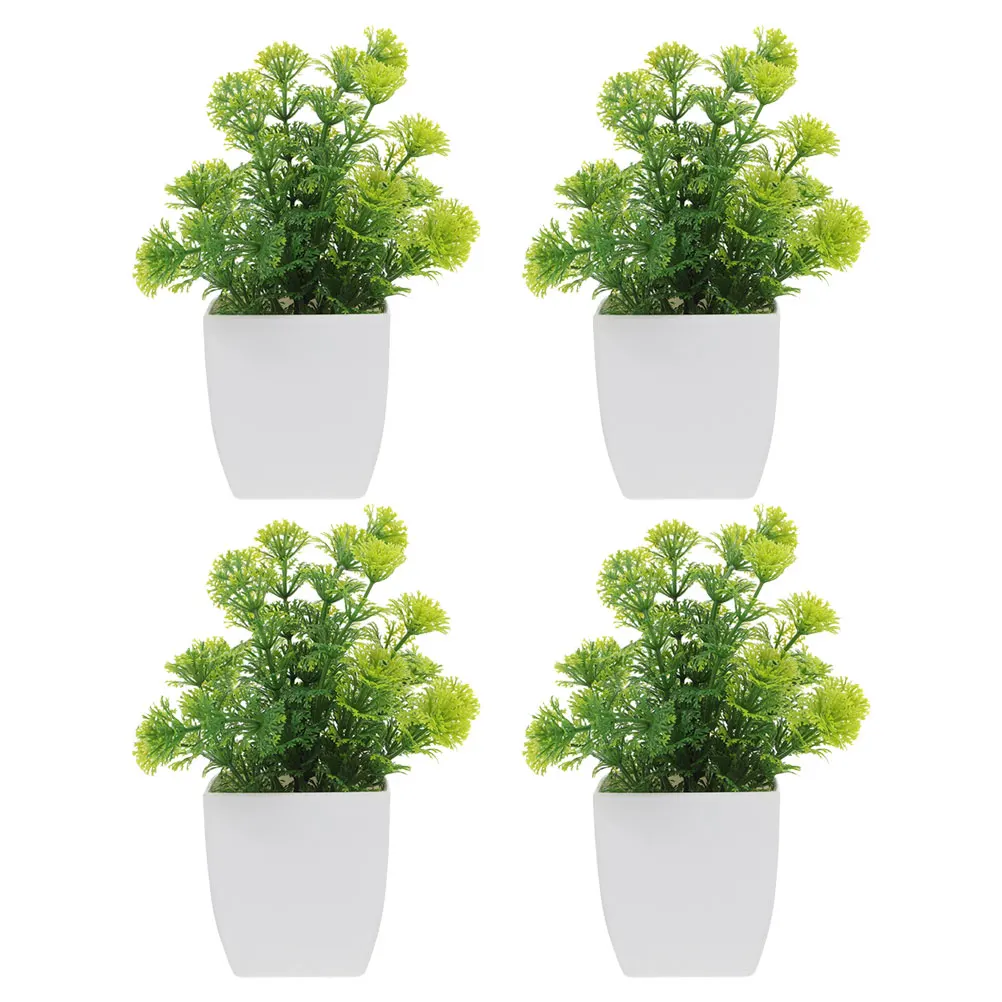 

4 Pcs Plant Artificial Potted Office Plants Spring Decorations for Home Pp Bookshelf