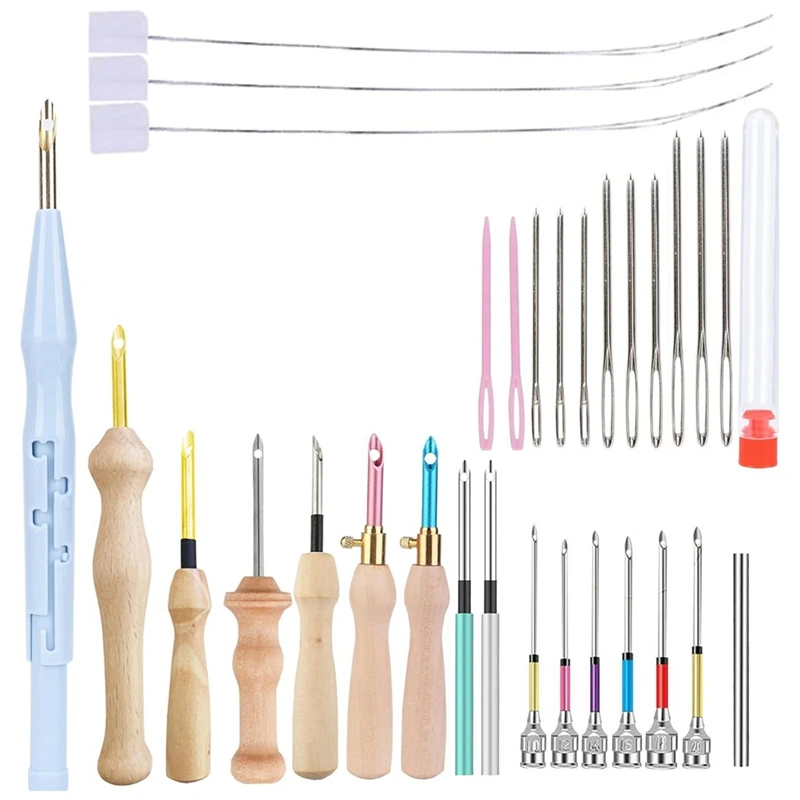 Kit de agujas de punzón, Kits de bordado de aguja de punzón para bordado, costura de hilo dental para principiantes