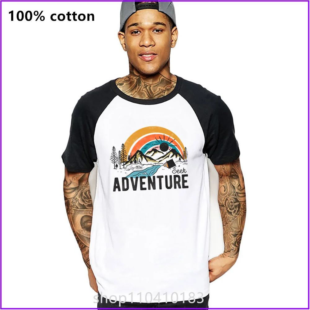 Adventure Awaits Outdoor Travel Mountains T Shirts For Men'S Women Tshirt T-Shirt Fahion Cotton Long Sleeve Compression Tee Logo