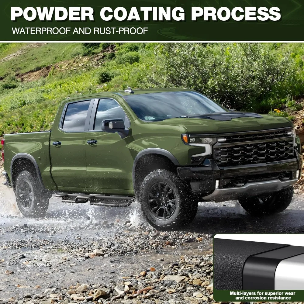 لوحات الجري خطوات جانبية خطوتين مرتفعتين متوافقة مع 2019-2025 تشيفي سيلفرادو وجي إم سي سييرا 1500، 2020-2025 شيفروليه سيلف #5