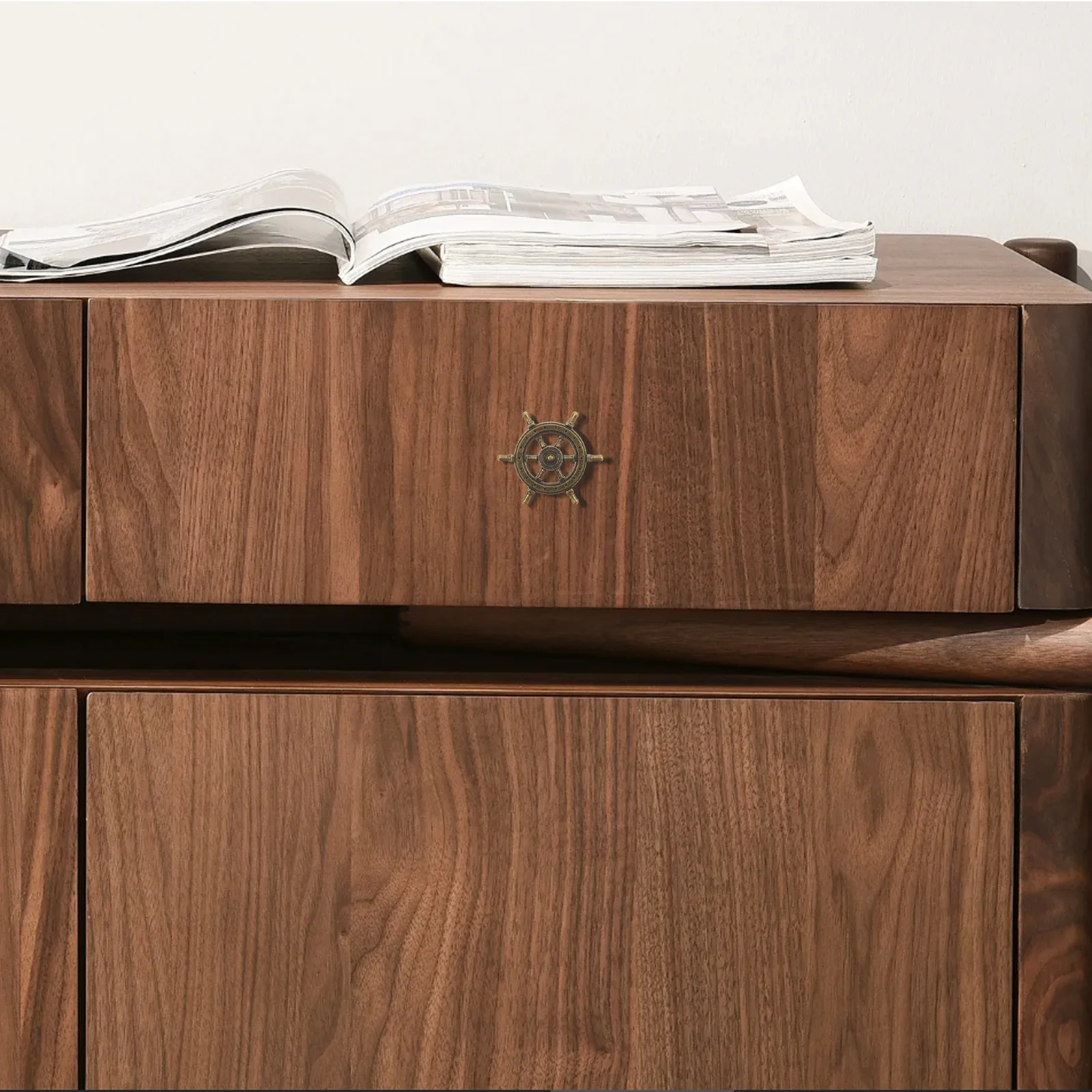 

4Pcs Vintage Nautical Ship Wheel Anchor Handles Retro Decorative Knobs for Cabinets Drawers Wardrobe Furniture Pulls