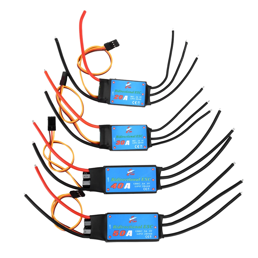 20A/30A/40A/50A Bidirectional Brushless ESC for Remote Control Car Pneumatic Underwater Propeller Bidirectional 1:1 Power Output