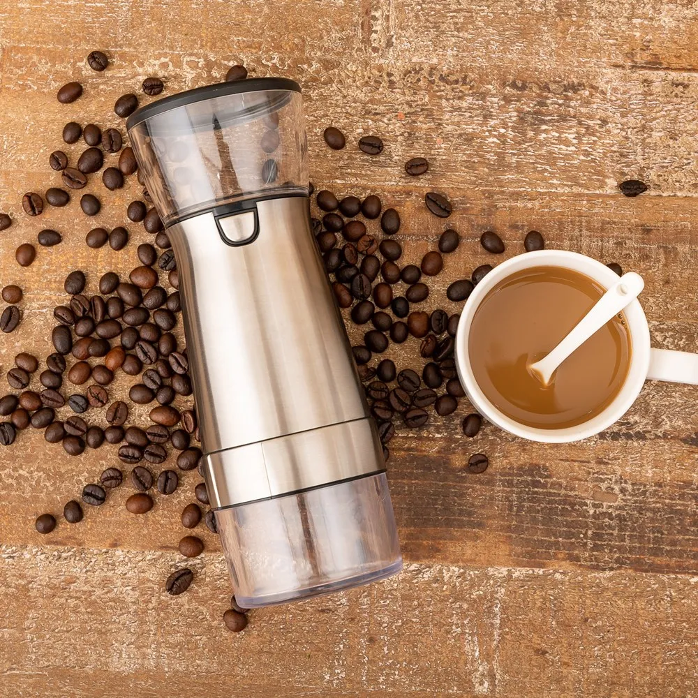 One-Touch Electric Coffee Grinder Grinds Coffee Beans Spices Nuts Grains Durable Stainless Steel Blades TYPE-C USB Charge