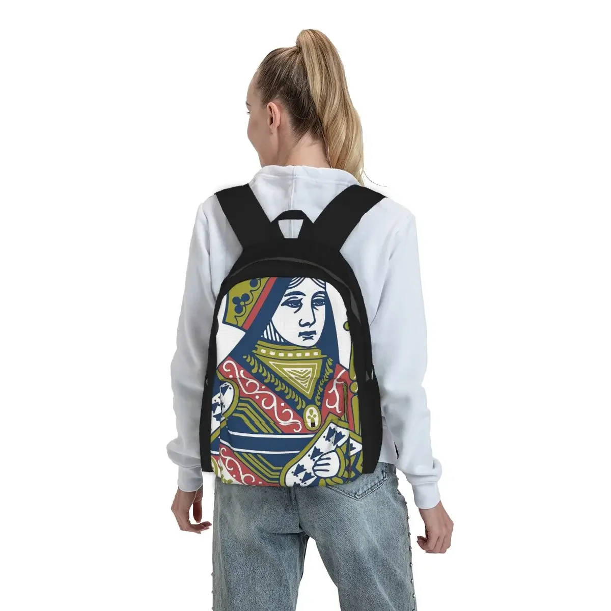 Playing Card - Queen Of Spades Backpack Student BookBag Kids School Bag Computer Shoulder Bags for Men Women