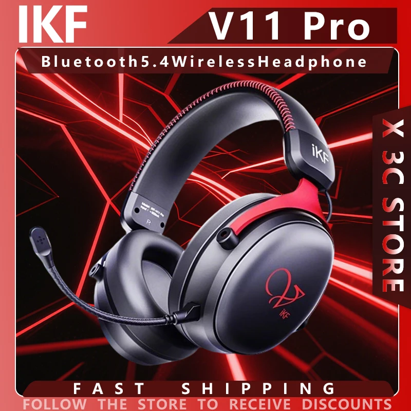 IKF V11 Pro Беспроводные наушники Bluetooth 5.4 IP5X Пыленепроницаемые 7.1 Surround FPS Наушники с низкой задержкой, совместимые с ПК/ноутбуком