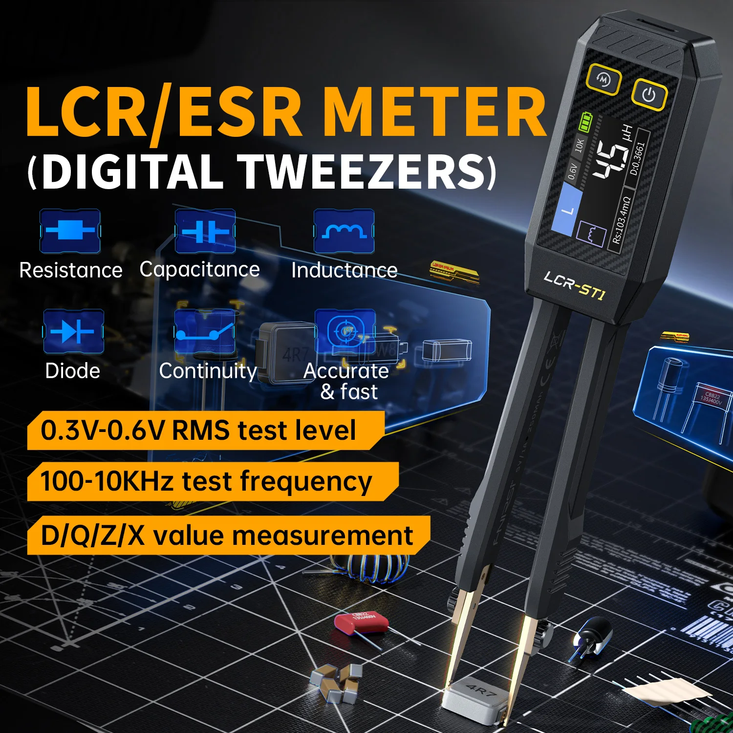 LCR ESR Meter Mega328 Digital Combo Transistor Tester Diode Triode inductor Capacitance resistor MOS/PNP/NPN + Test clip