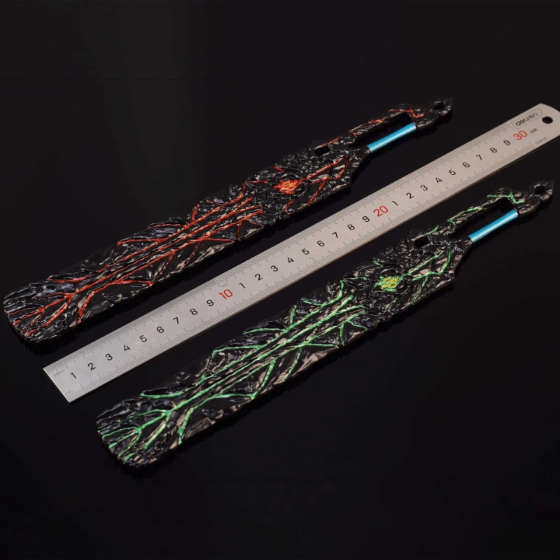 30cm/11.81in anime chinês espada periféricos arma modelo xiao yan xuanzhong régua diferente edição de fogo metal artesanato ornamentos