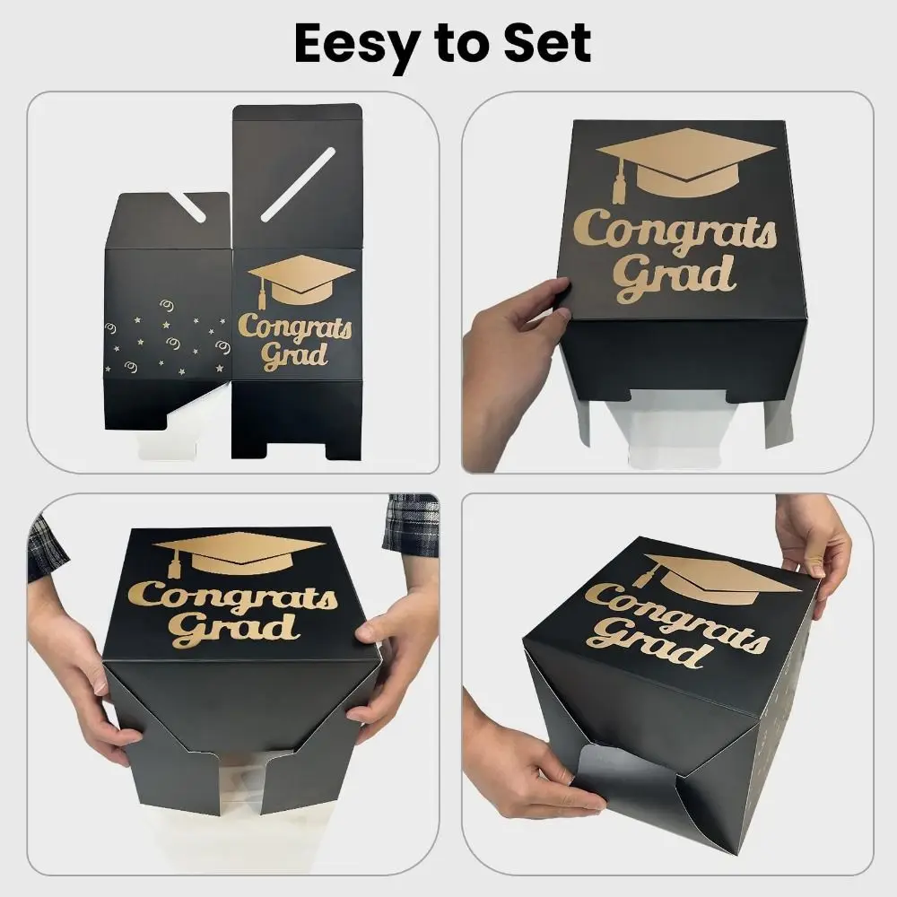 Creative Black Golden Graduation Game Gift Box Paper ‎Foldable Congrats Grad Card Box Lightweight DIY Money Box Class of 2026 view 6