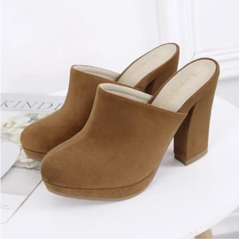 KNCOKAR Fashionable contracted big size female shoe is comfortable thick with high heel embroider line square head sex appea