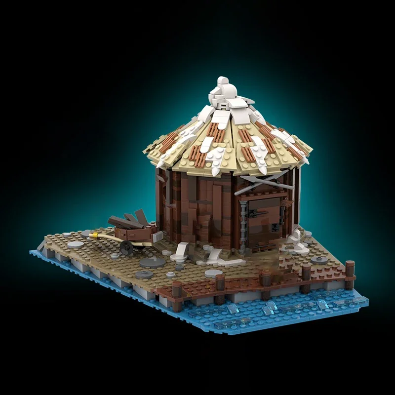 Castelo medieval modelo moc blocos de construção cabana armazenamento viking aldeia tecnologia expansão tijolo diy montagem brinquedo construção