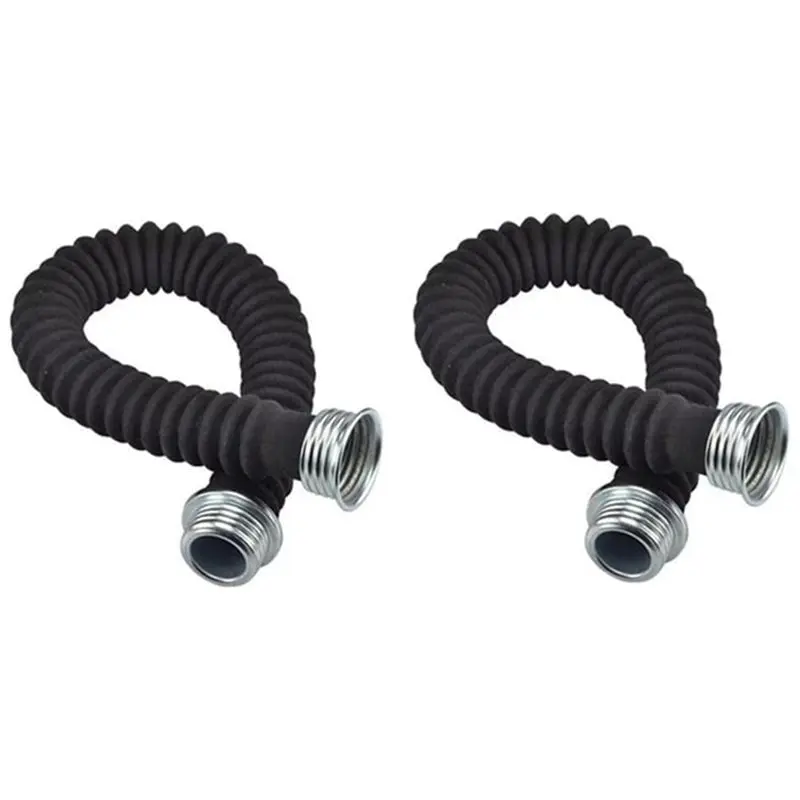 [lxya68z！]-ユニバーサルスレッド-2個入り-40mm-レスピレーターホースチューブパイプアセンブリ延長ホース、20インチ-ブラック