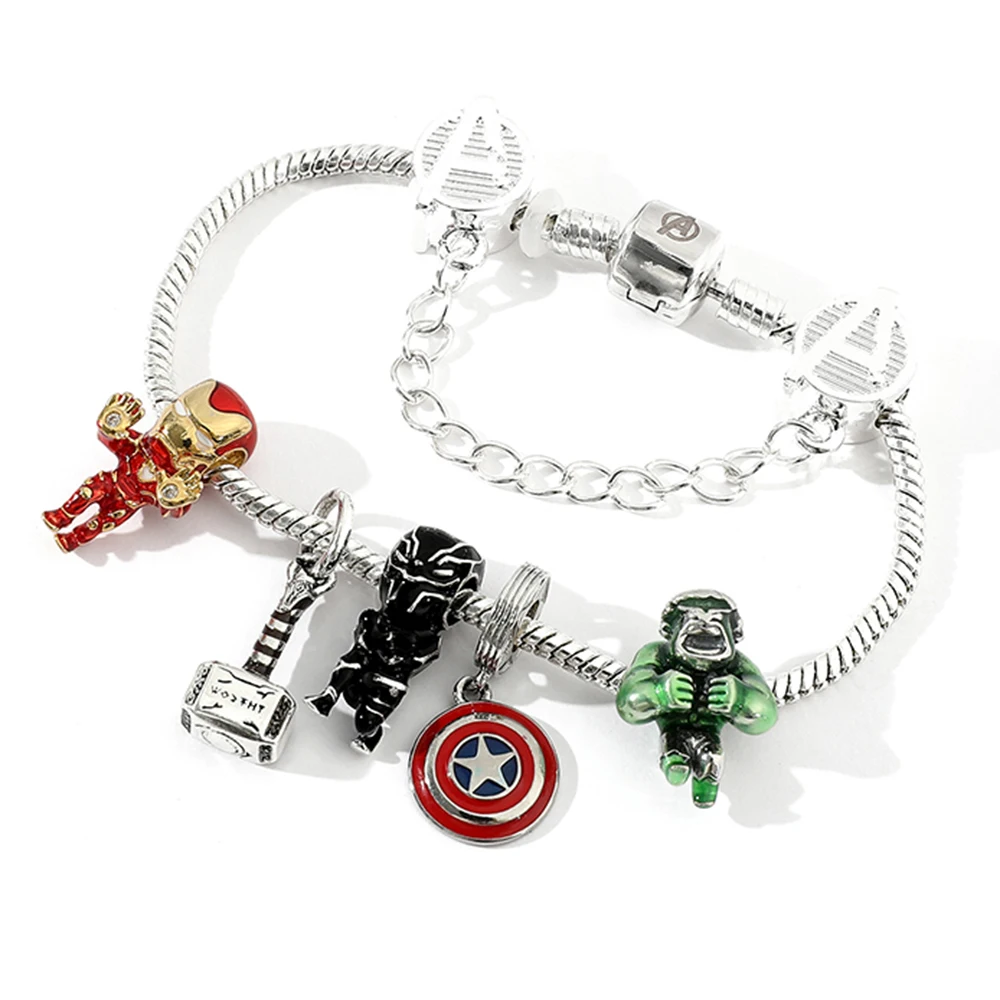 Superhero Marvel bracciale Infinty Stones Avengers Jewelry braccialetto estetico con ciondoli in metallo perline di cristallo fai da te marca