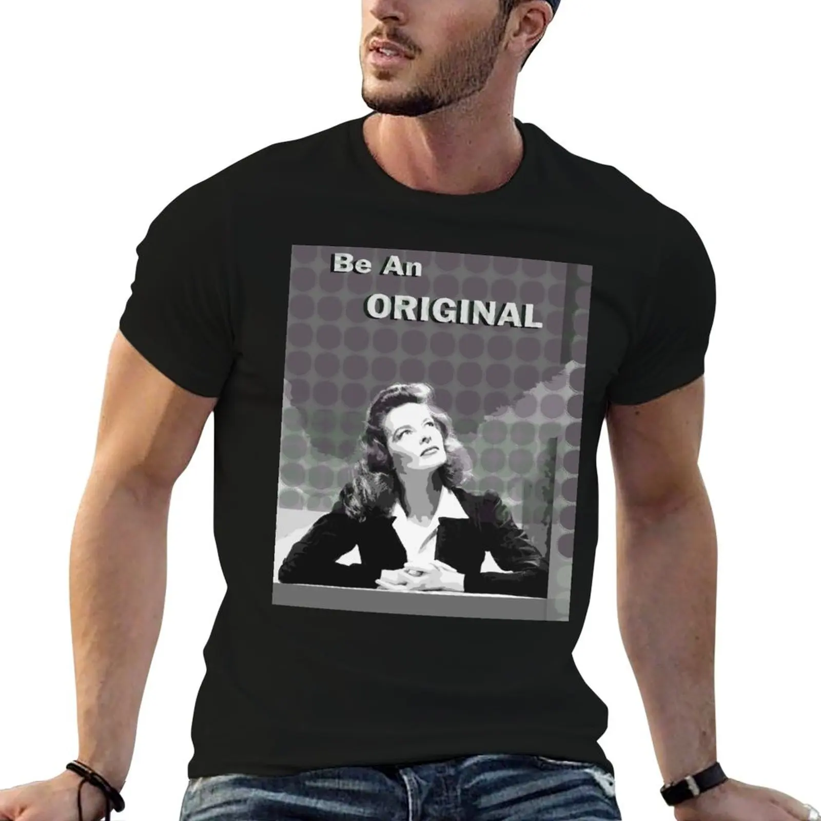 Movie Stars_Katharine Hepburn_Be an Original. T-Shirt animal prinfor boys summer clothes oversized plain t shirts men