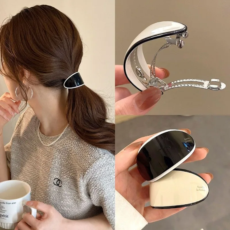 1/2Pcs Korean Version Spring Clip  Color Oval Hairpin   Versatile Ponytail Buckle Curved Top Clip New  Hair Clips for Girls
