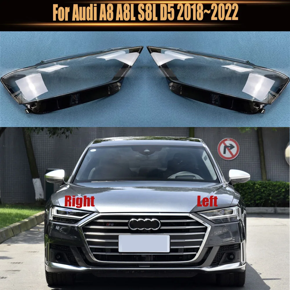 

For Audi A8 A8L S8L D5 2018~2022 Transparent Headlight Cover Headlamp Shell Clear Lens Plexiglass Replace Original Lampshade