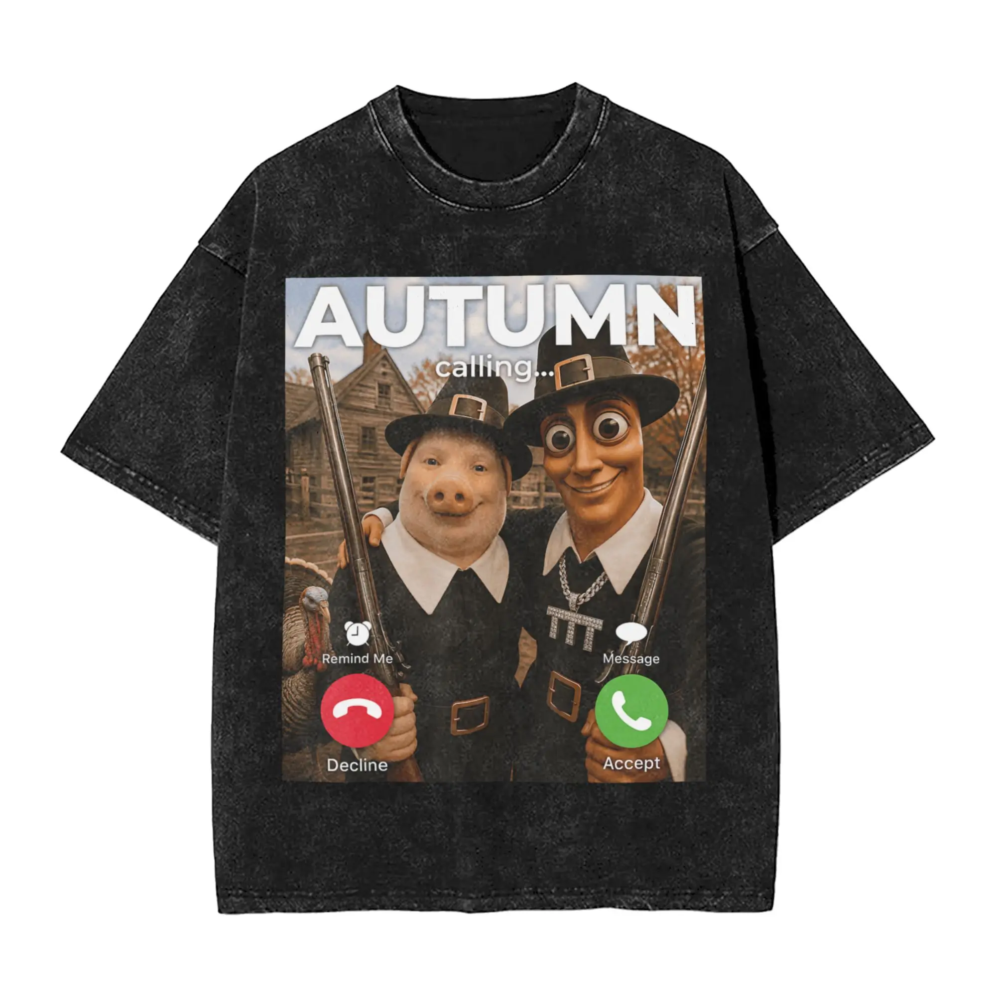 Men's T Shirt Tung Sahur John Pork Brainrot Duo Turkey Hunting Adventure T-Shirts Fashion Beach Tee Shirt Loose Casual Clothing