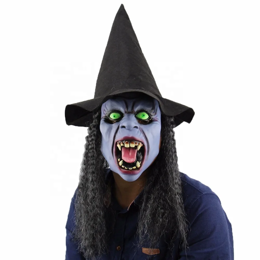 ダークファングドウィッチ怖いラテックスマスクハロウィンパーティーマスカレードコスチューム小道具イースターデーのコスプレアクセサリー