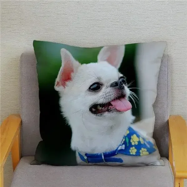 Cute Mini Chihuahua Dog Printed Cushion Cover Pillow Case Hugging Pillow Case Sofa Home Decor Pillow Case