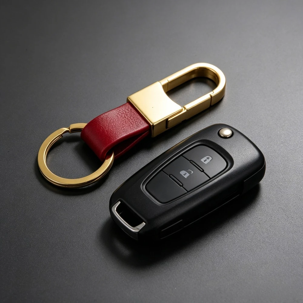 Minimalistischer Leder-Schlüsselanhänger mit Metallkarabiner – Schlüsselring für Herren, elegant, geschäftlich, langlebig, Anti-Verlust, zum Umhängen, Geschenk – Detail 5