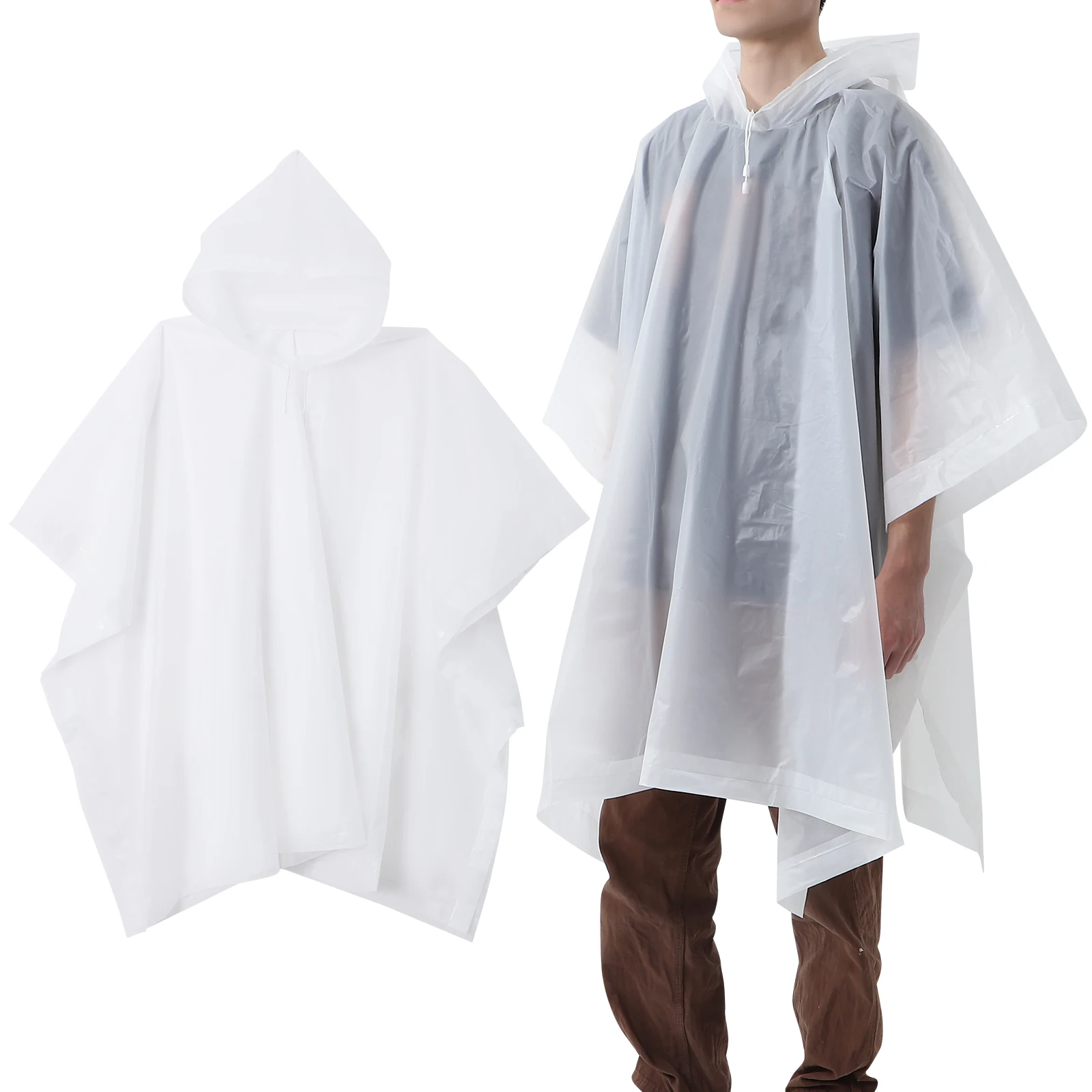 

2 pcs Raincoat for Women Clear Poncho Adults Reusable Large Size Waterproof Hood Travel Outdoor Portable Lightweight Jacket