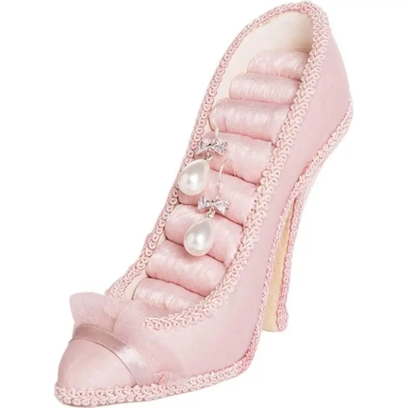Expositor de joyería con forma de zapato de tacón alto, soporte para pendientes, organizador de metal, organizador de almacenamiento, regalo para mujer, soporte para joyería