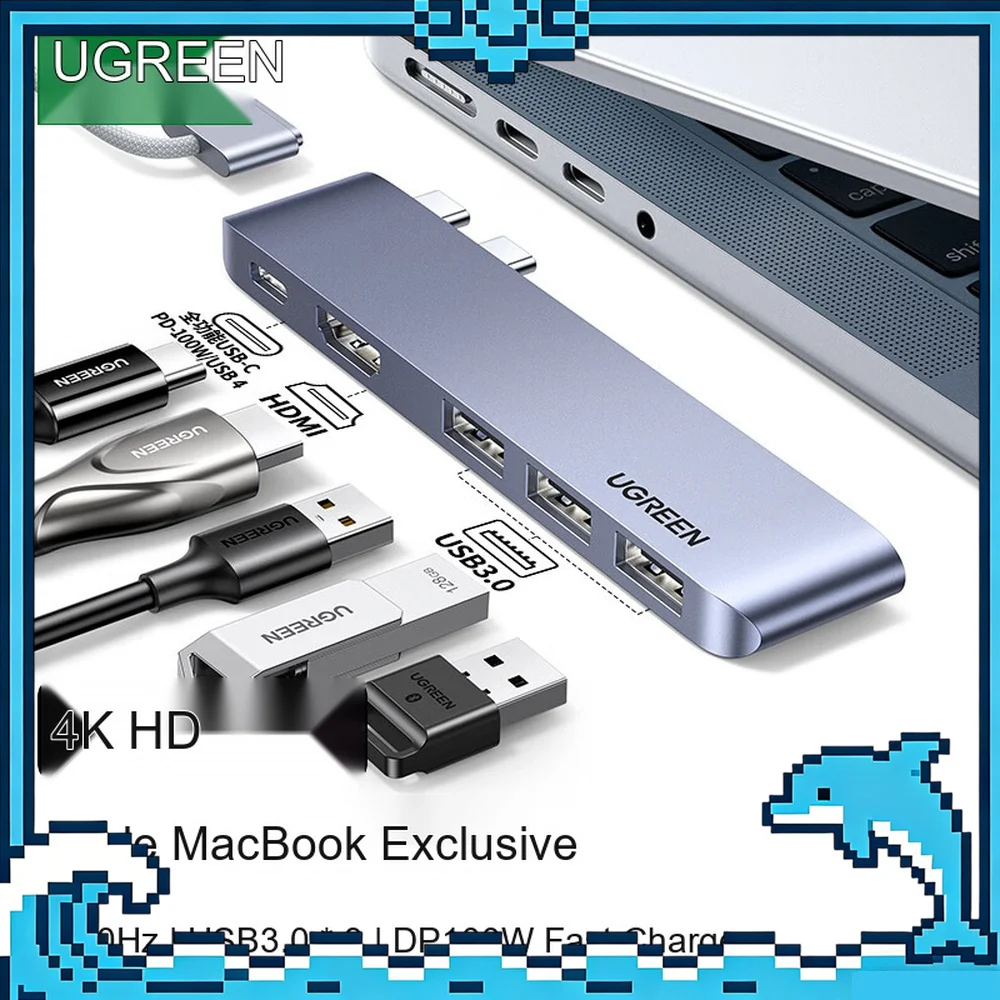 UGREEN 60559 USB C Hub 5 in 1 with 4K HDMI 3 USB 3.0 PD 100W Type C Docking Station for MacBook Pro Air Laptop