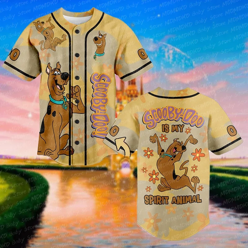 2024 Disney New Summer Button Goofy Dogs Cute Cartoon Disney Baseball Jersey Training Uniform For Adults kids Gift Baseball Tees