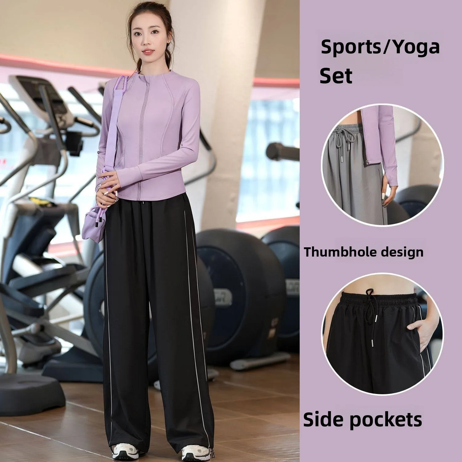 

Women's Outdoor Fitn Running Set Profional Yoga Clothes Dstring Qui Dry Faion Long Pants Sportswear Ensemble