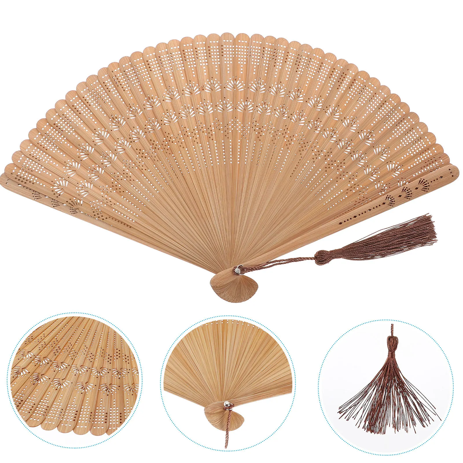 

Bamboo Folding Fan Handheld Elegant Portable Multiuse Practical Accessory Wedding Birthday Anniversary Home Decor