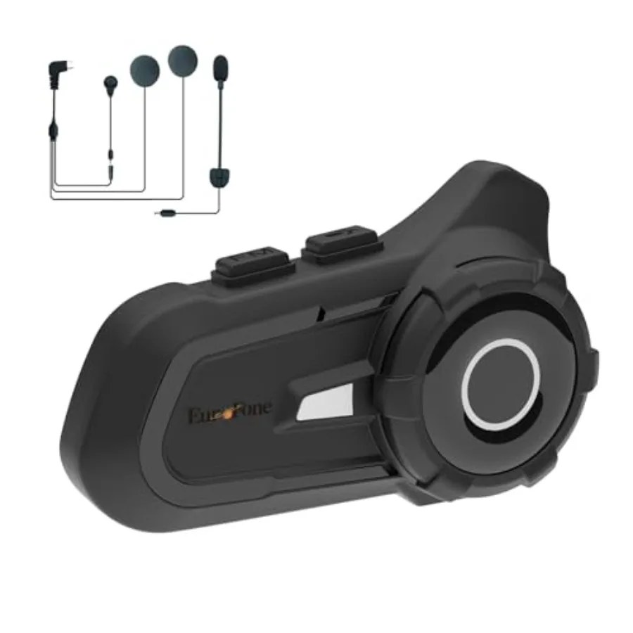 

Motorcycle intercom headset, waterproof ABS plastic, black, dual-mic noise cancellation and Bluetooth 5.1 for rider communicati