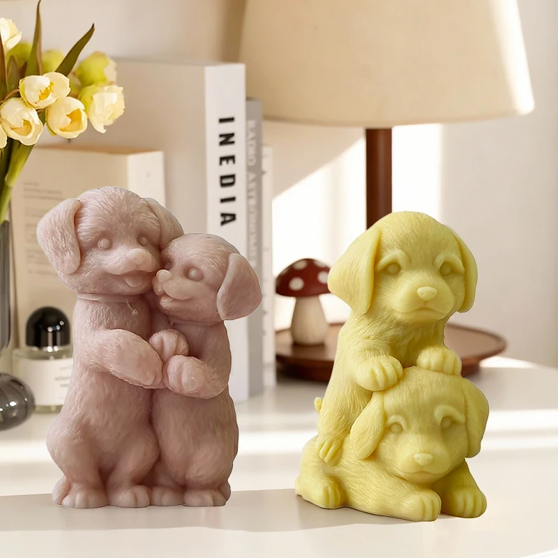 Puppy Candle Silicone Mold Handmade Gifts Golden Retriever Plaster Resin Ornaments Mould Soap Candle Making Supplies