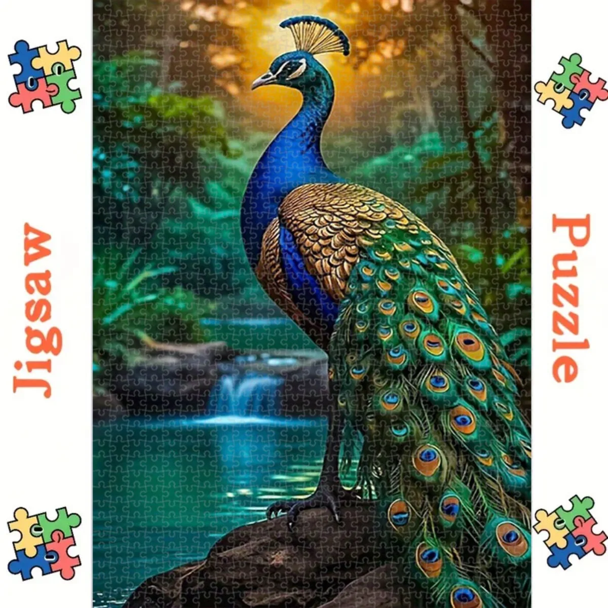 

A 1, 000pcs of PuzzlesHalloween Decorative Peacock Puzzle for Living Room or Bedroom, Durable Cardboard Material, Vibrant Colo