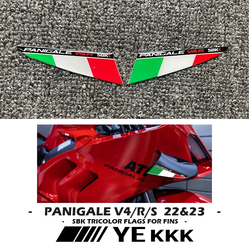 New SBK Tricolor Flags for Fins Airplane 3D Sticker Decal V4R Tricolor For DUCATI PANIGALE V4 V4S V4R 2022 2023