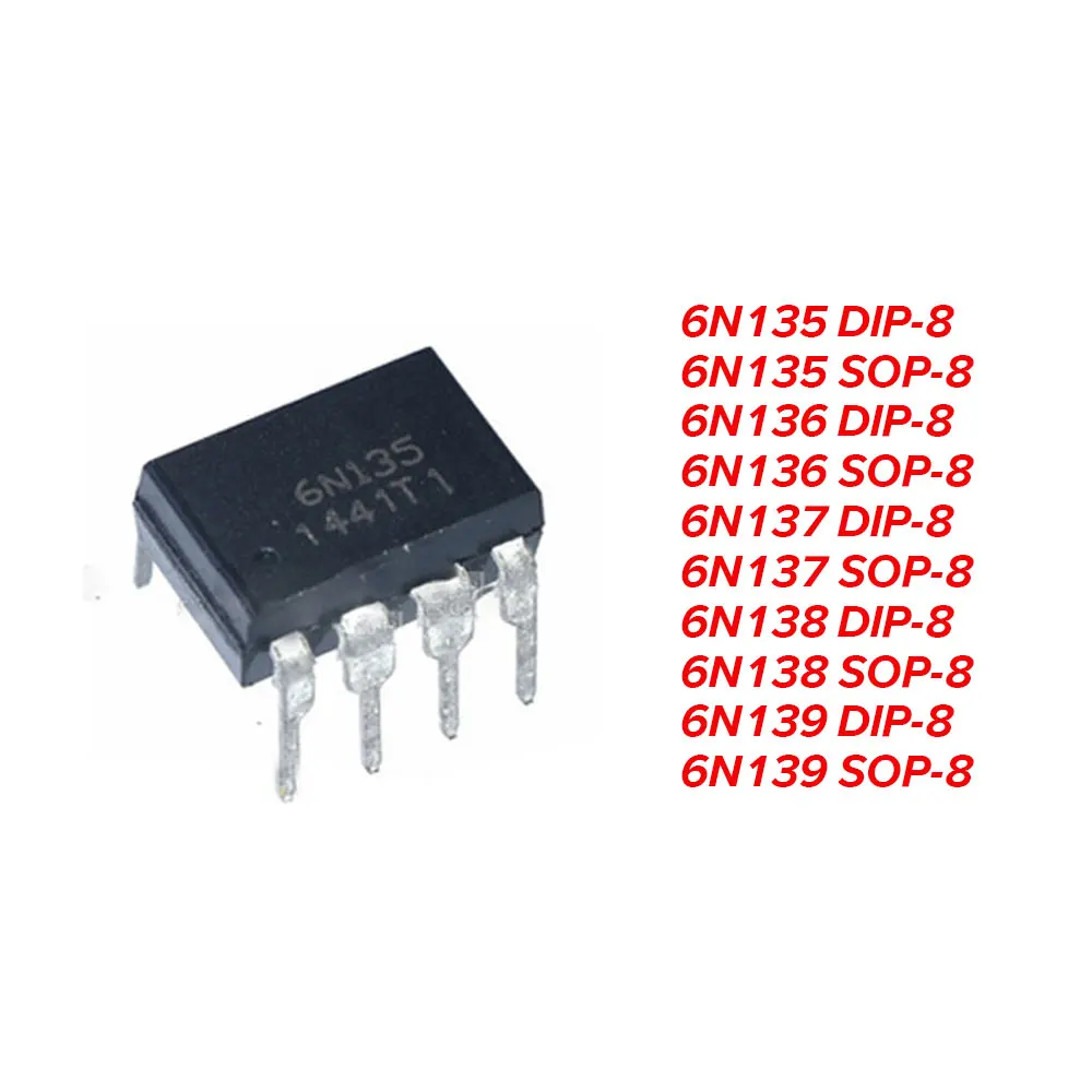 

5PCS 6N135 6N136 6N137 6N138 6N139 6N135S 6N136S 6N137S 6N138S 6N139S DIP-8 SOP-8