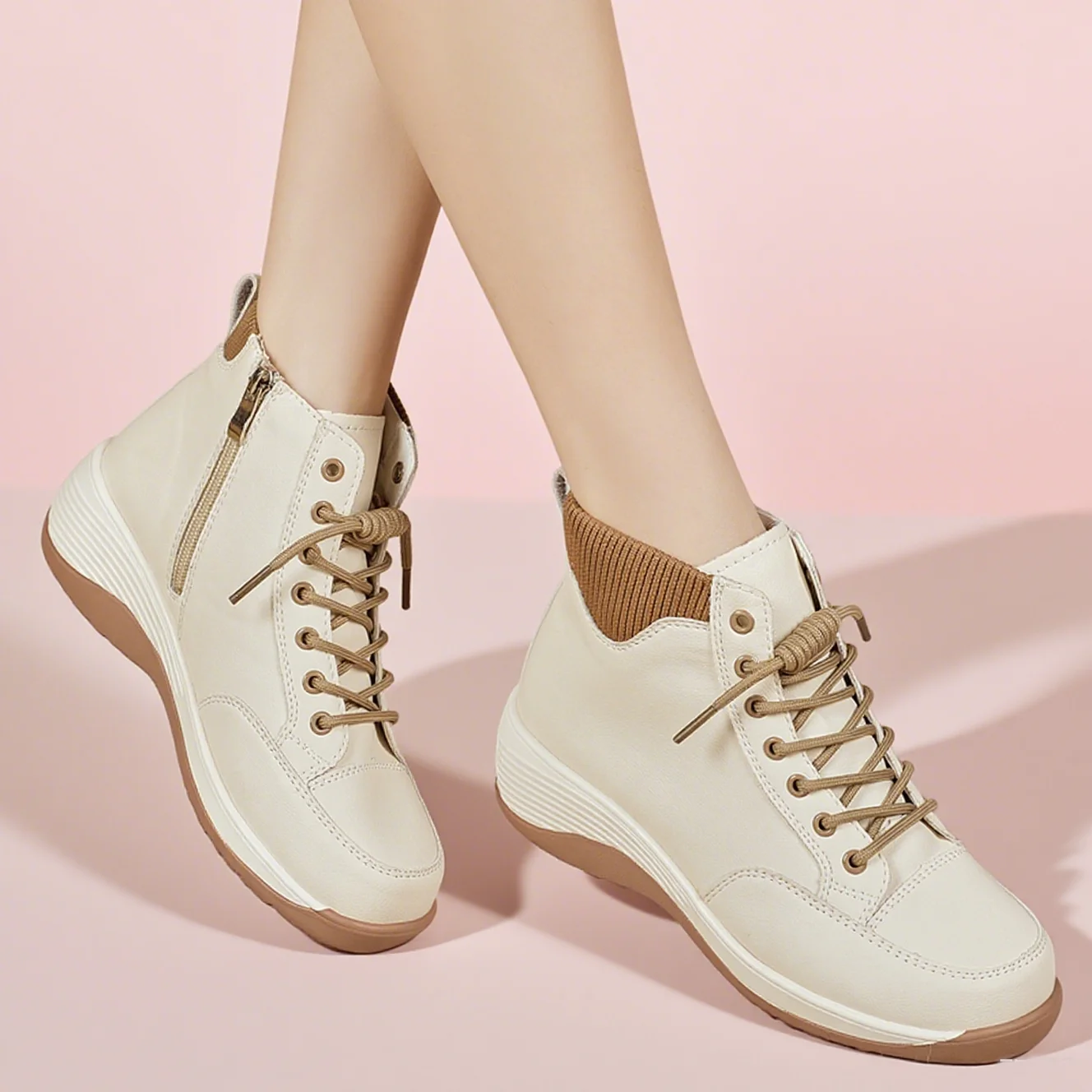 

Microfiber Leather Texture Ladies Ankle Boots Non-Slip Abrasion Resistant Outsole Heel Height 5cm Women Autumn Winter Snow in Boots