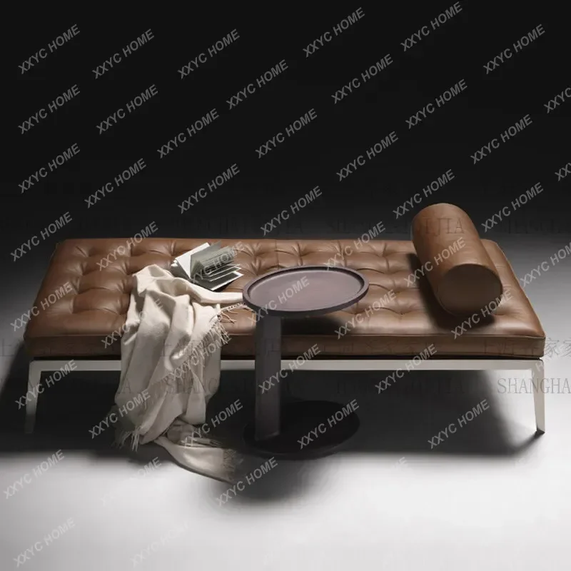 XX Light luxury modern minimalist leather art buckle sofa bedroom high-end bedside stool