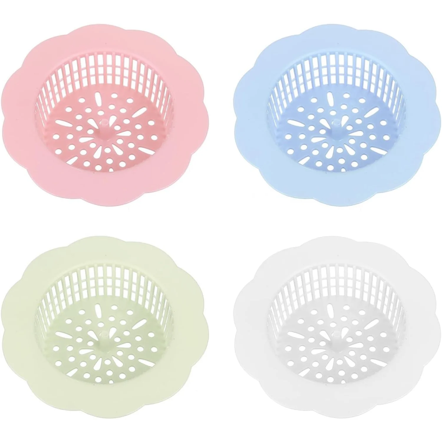 

4PCS Plastic Kitchen Bath Sink Strainer Drain Filter Basket, Hair Catcher Stopper, Easy Clean, Set of 4