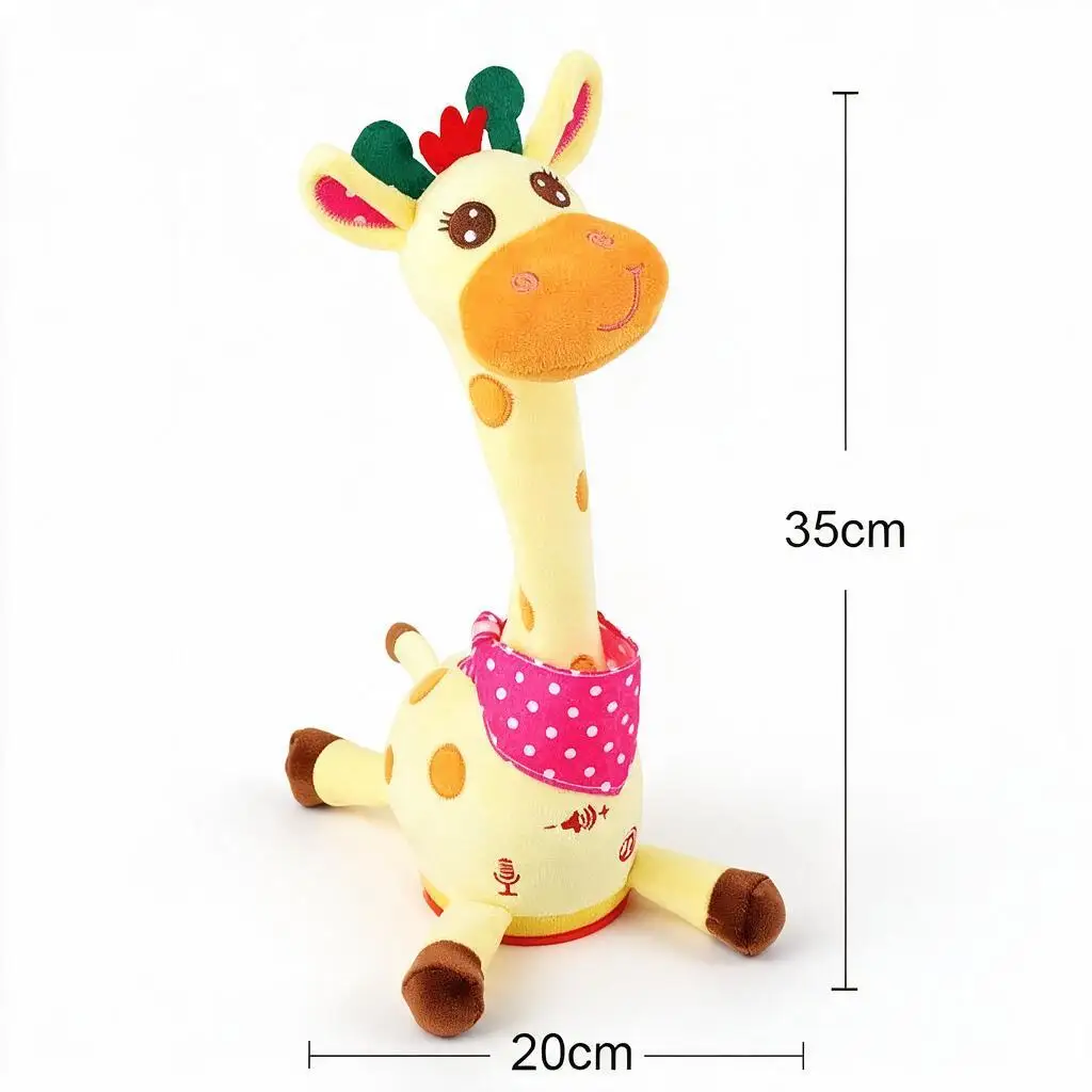 Cute Dancing Talking Giraffe Toy Repeating What You Say with 10 Songs Adjustable Volume Swaying Musical Glowing