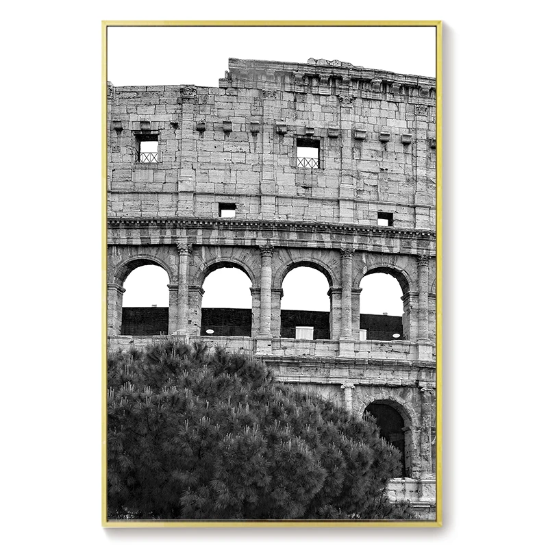 أبيض وأسود إيطاليا الكولوسيوم قماش اللوحة الملصقات روما القديمة نصب Colosseo الكلاسيكية جدار الفن صورة غرفة المعيشة ديكور