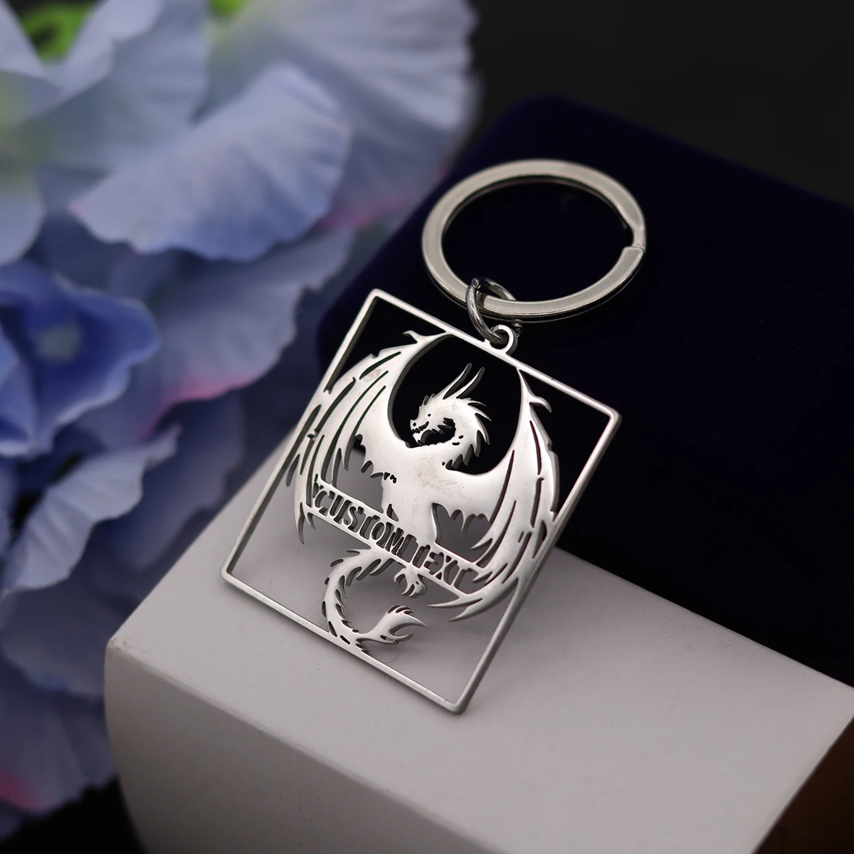 QIAMNI Maßgeschneiderter Punk Magic Dragon Schlüsselanhänger für Männer und Frauen, Edelstahl, individueller Namensschlüsselanhänger, Geschenk, Party, Halloween, Schlüsselanhänger