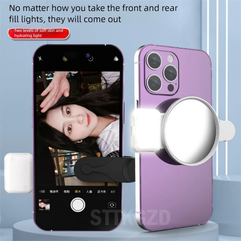 Sttgzd selfie refletor espelho kit de luz de preenchimento do telefone móvel portátil clipe saco armazenamento câmera traseira do telefone móvel