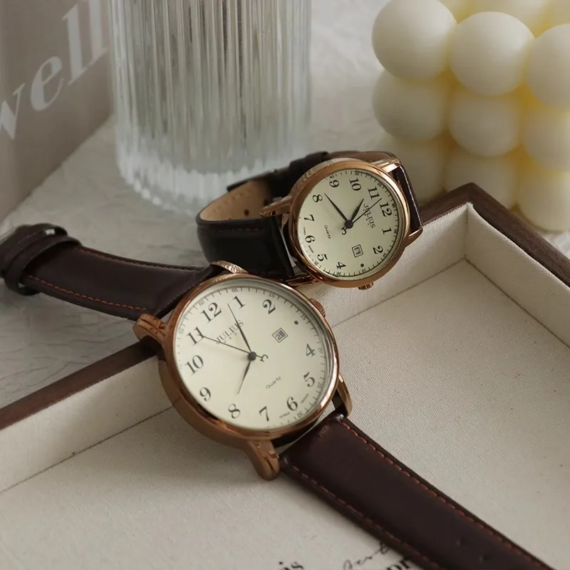 Julishi couple watch, a pair of Korean version simple student 2023 new belt literary waterproof men's and women's watch