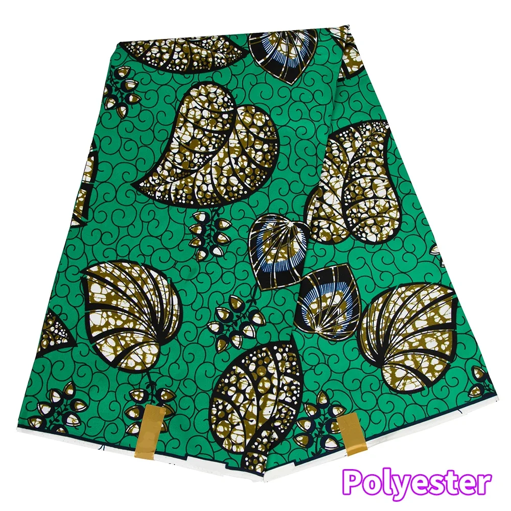 Ankara Fabric African Real Wax Print Polyester Material for Handsewing High Quality Cloth for Green Party Dress N-31-2