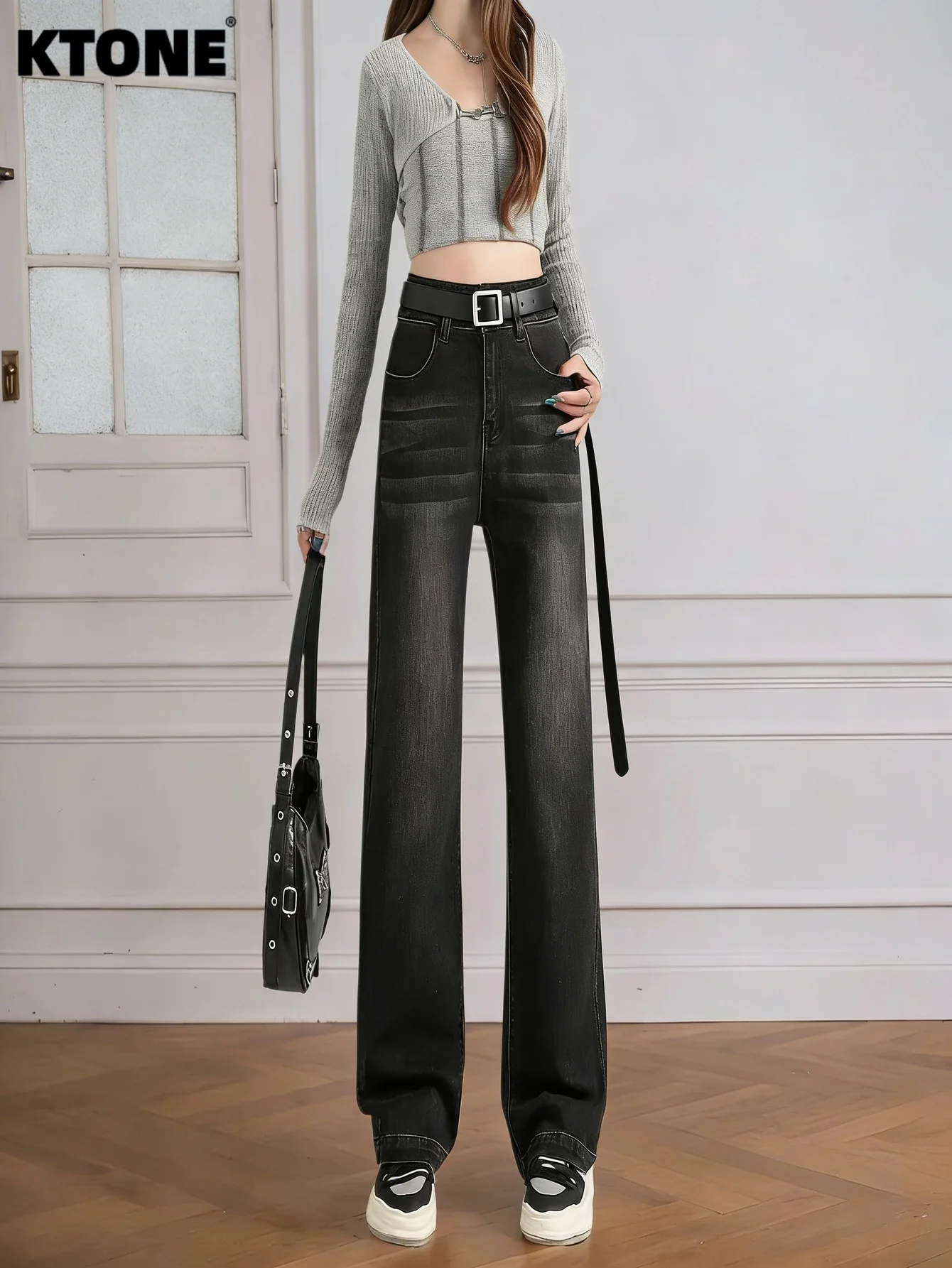 

Unisex Denim Pants Men's Black Slim Jeans Streetwear Drip For Dating No accessories or belts included