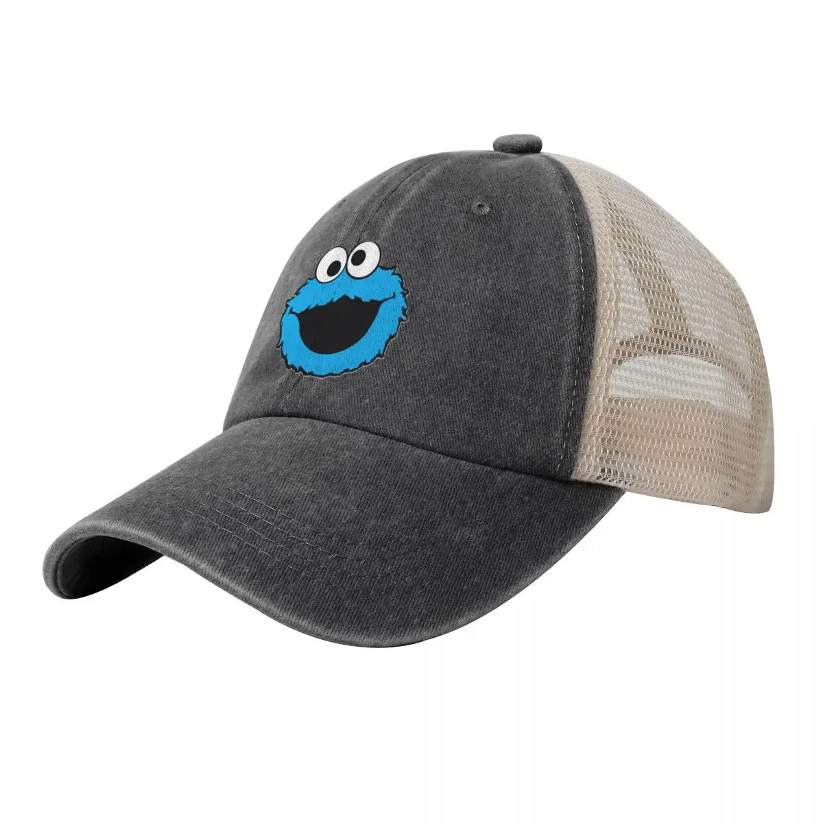 Custom Cookie Monster Face Cartoon Trucker Hat Men Women Adjustable Unisex Cotton Sesame Street Baseball Cap Spring