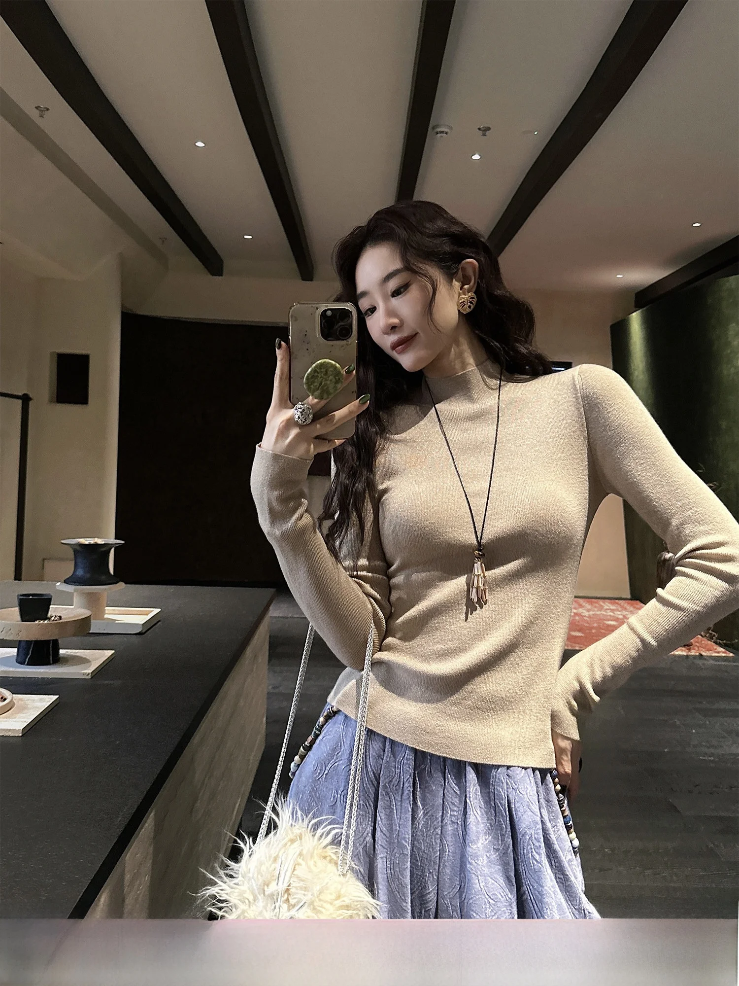 

Sanji Bla Flower Woolen Knitted Sweater Women's Inner Wear Casual Sle Long Sve Regular Fit Comfortable Softn Trendy
