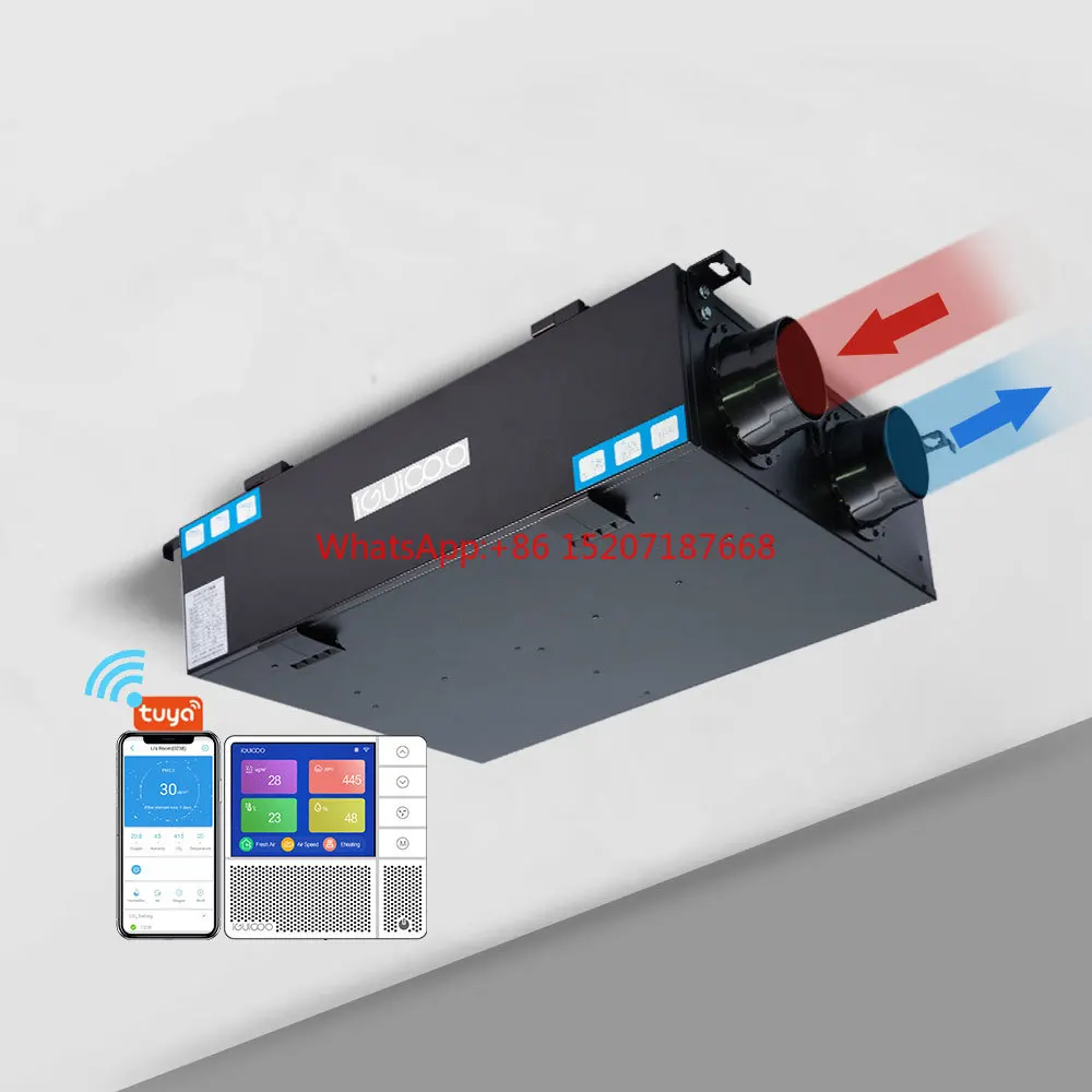 

100~300 cfm home smart air recuperator ventilation system with energy recovery ventilation unit