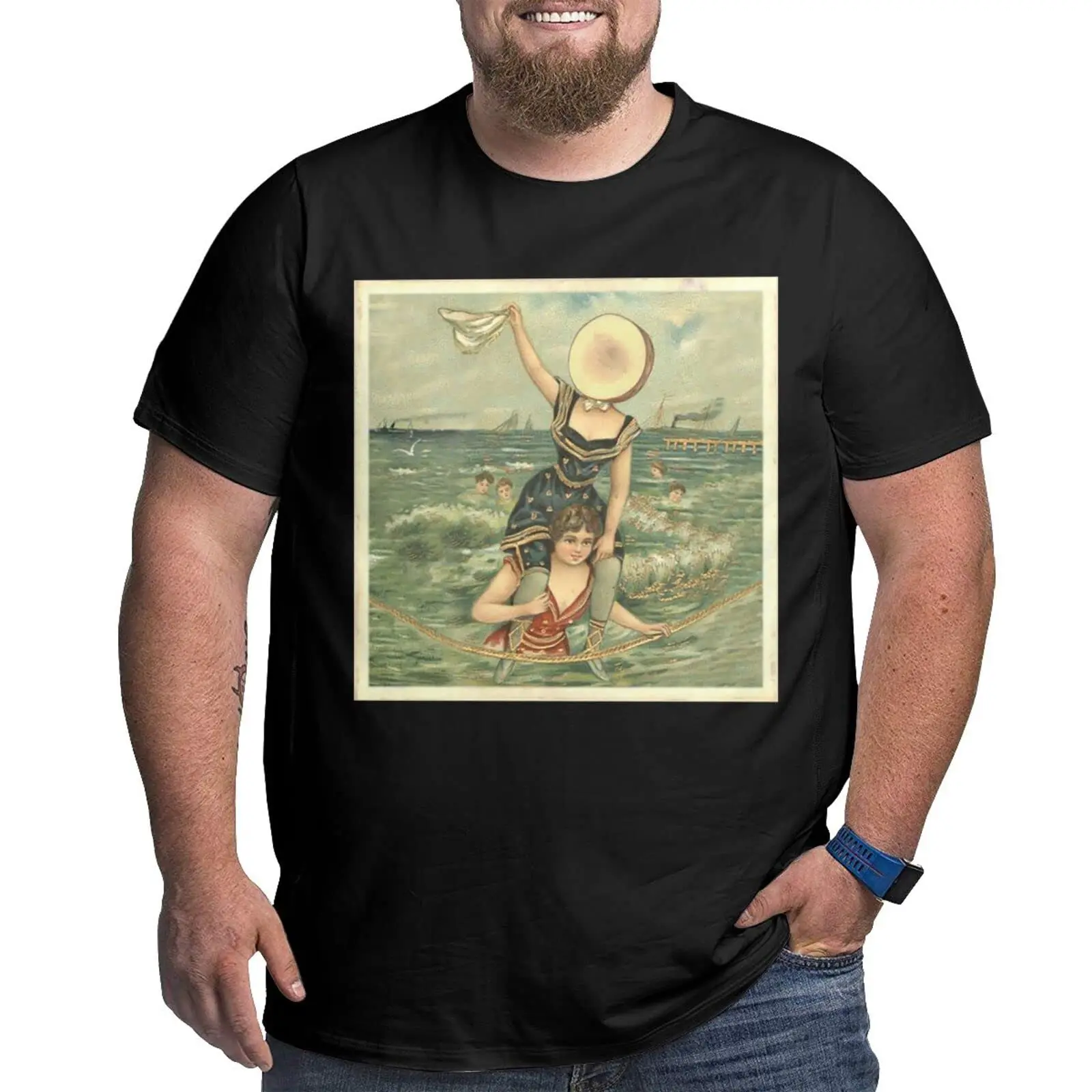 Neutral Milk Hotel Shirt Plus Size Men Short Sleeve T  Big Tall Summer Loose Breathable Graphic T-  cotton luxur