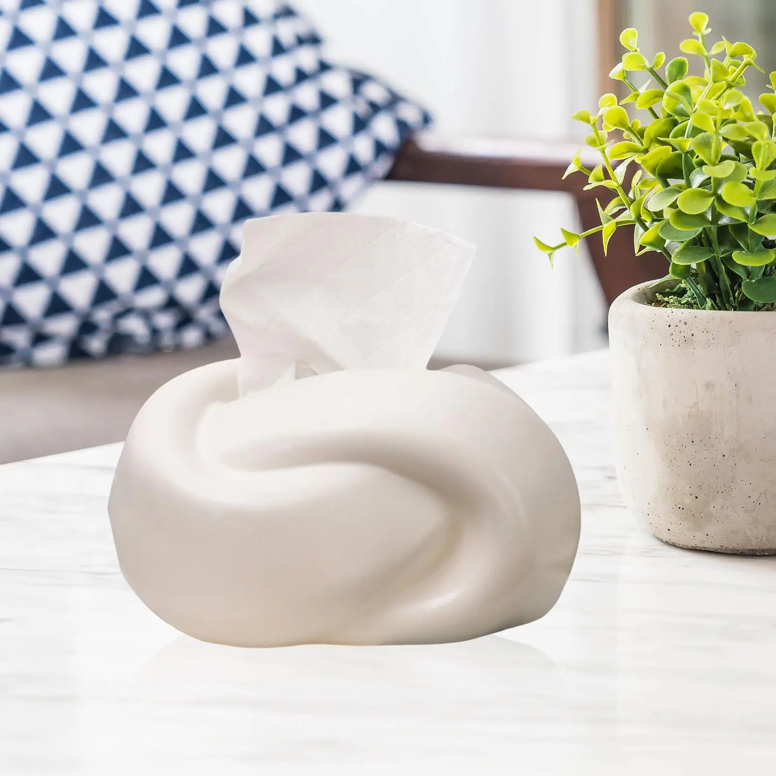 Stylish Tissue Box Cover Ceramic Decoration Case Housewarming Gift Facial Napkin Holder for End Table Living Room Office Desk view 4